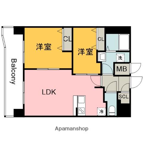 S-RESIDENCE国泰寺町一丁目(2LDK/17階)の間取り写真