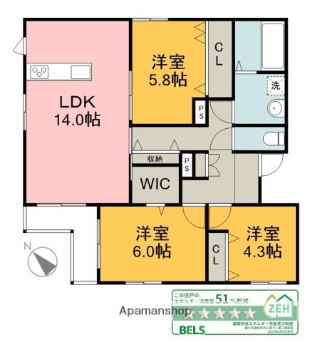 HEBEL MAISON KOMFORTABLE(3LDK/2階)の間取り写真
