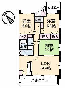 アンソレイユ大町(3LDK/3階)の間取り写真