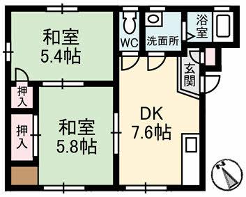 フレグランスマニス(2DK/1階)の間取り写真