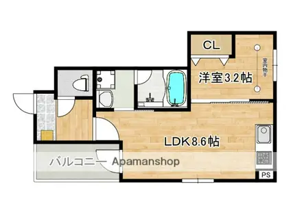MOVE江波東(1LDK/2階)の間取り写真