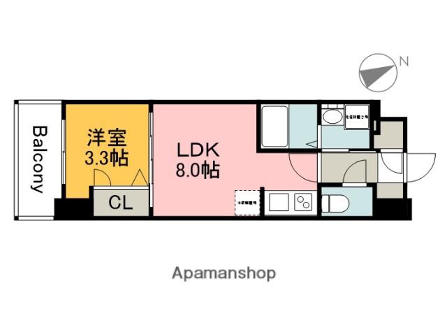 S-RESIDENCE広島駅CLARITY(1LDK/8階)の間取り写真