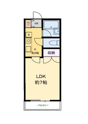 日浦メノー(1K/2階)の間取り写真