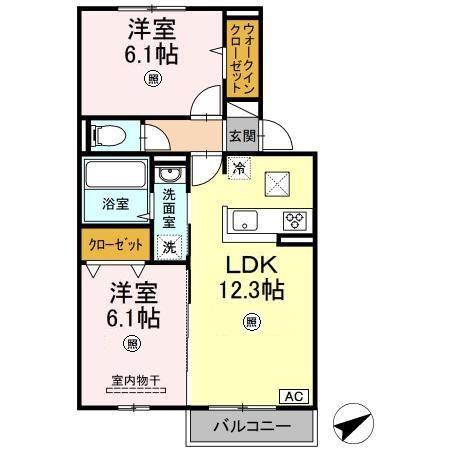 ユーキ中野(2LDK/1階)の間取り写真