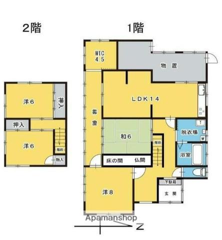 アストラムライン 大原駅(広島) 徒歩7分 2階建 築47年(4LDK)の間取り写真