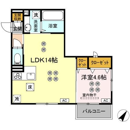 CAMPANELLA高須(1LDK/1階)の間取り写真