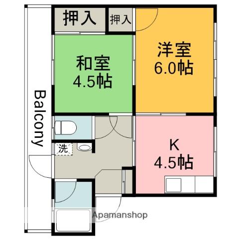 第1唯間ビル(2K/1階)の間取り写真