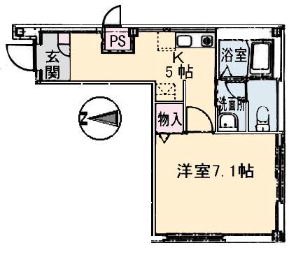荒谷ビル(1K/1階)の間取り写真
