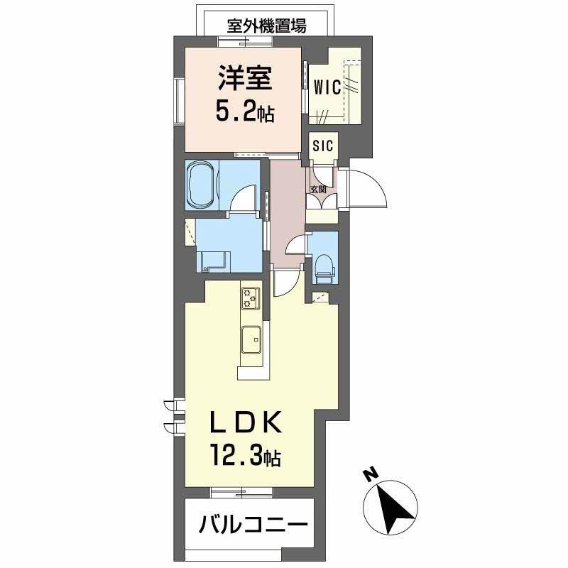 ペルル段原南(1LDK/2階)の間取り写真
