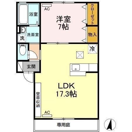 セジュール宮川II(1LDK/1階)の間取り写真