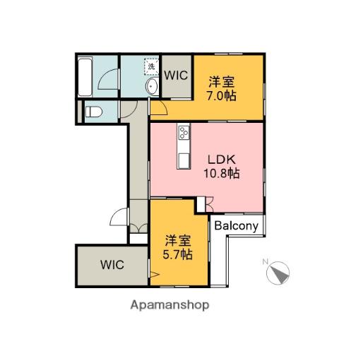 ブラン東雲(2LDK/2階)の間取り写真