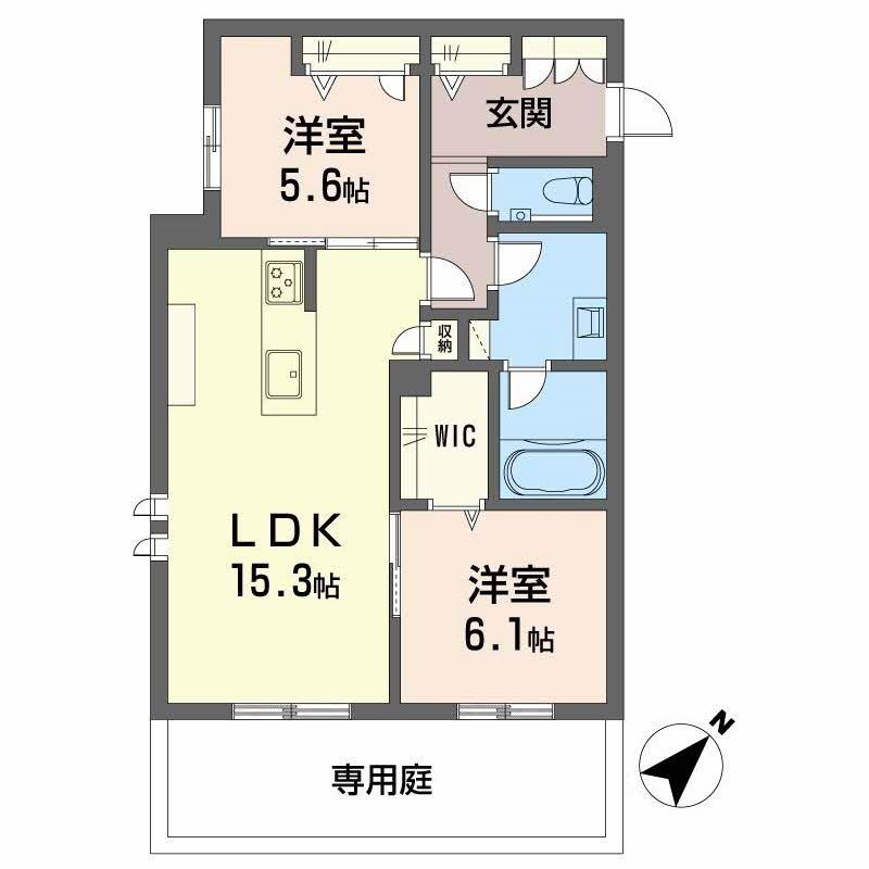 YANAGI TAKASU(2LDK/1階)の間取り写真