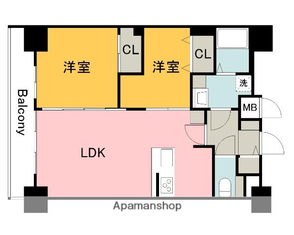 S-RESIDENCE鶴見町ALTANO(2LDK/9階)の間取り写真
