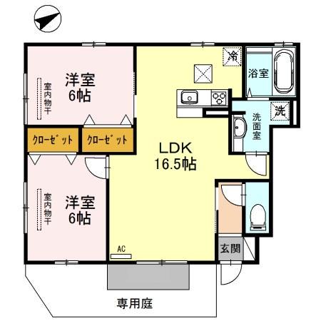 フラワーハイム(2LDK/1階)の間取り写真
