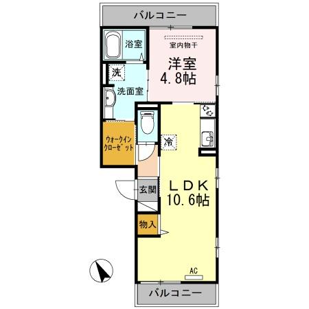 EN COURT CHIYO(1LDK/2階)の間取り写真