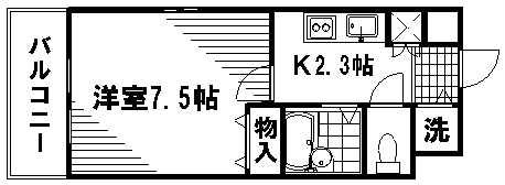 EFT広瀬北町(1K/4階)の間取り写真