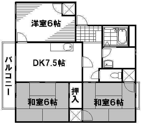 ベルメゾン矢賀 A棟(3DK/2階)の間取り写真