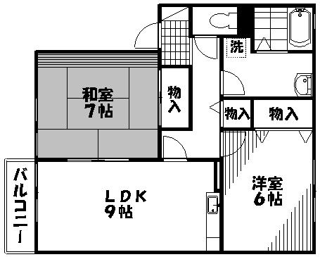 セジュール大浜(2LDK/2階)の間取り写真