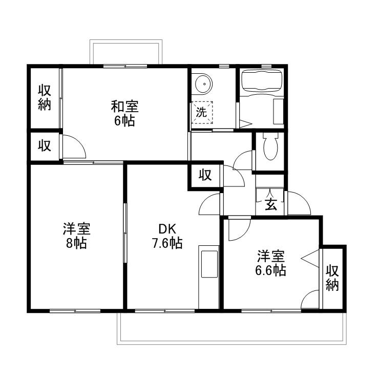 セントリーブル海田(3DK/2階)の間取り写真