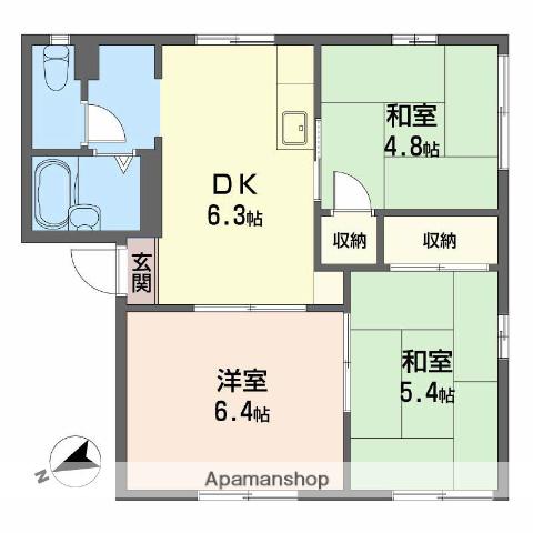 西原アパート(3DK/1階)の間取り写真