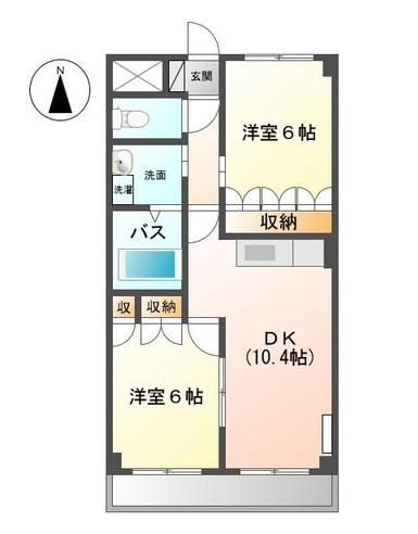 サン・ソレイユ西条弐番館(2LDK/3階)の間取り写真