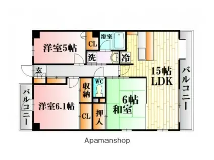 フレシールA(3LDK/2階)の間取り写真