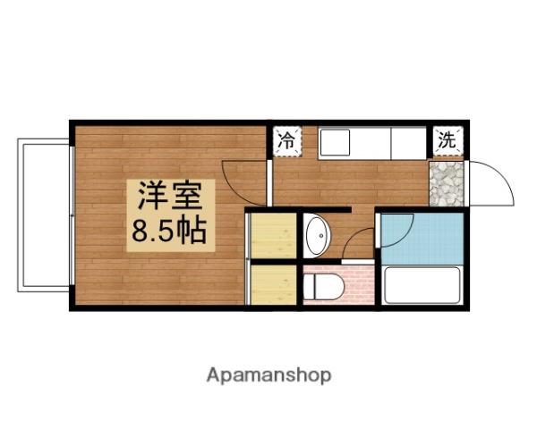 パルハイツUⅡ(1K/1階)の間取り写真