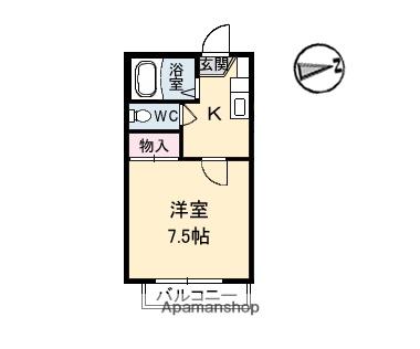 サニーヒルズB棟(1K/1階)の間取り写真