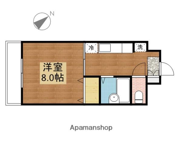 山陽本線 西条駅(広島) 徒歩56分 7階建 築29年(1DK/4階)の間取り写真