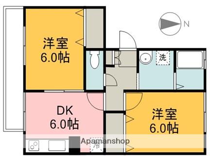 カーサデュオ(2DK/2階)の間取り写真
