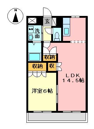 ソレイユ(1LDK/2階)の間取り写真