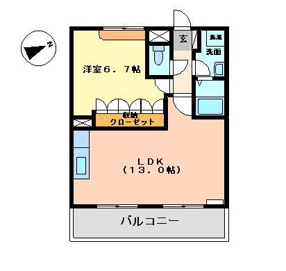 フィオレット(1LDK/2階)の間取り写真