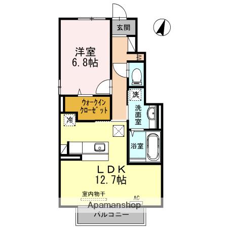 シャンテピエール(1LDK/1階)の間取り写真