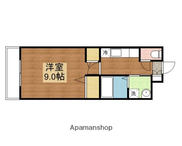 ロゼハウスIN西条(1K/2階)の間取り写真