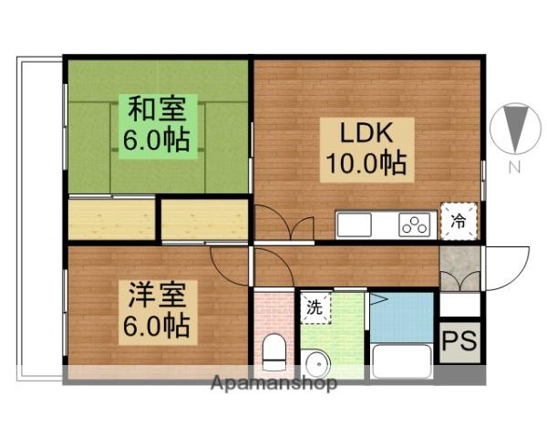 エルドラードA番館(2LDK/6階)の間取り写真