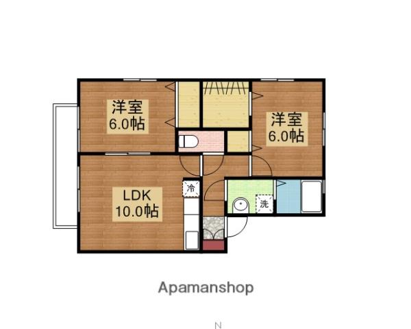 グランカーサASTYA棟(2LDK/1階)の間取り写真