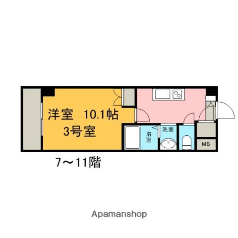 東広島SEA PLACE(1K/7階)の間取り写真