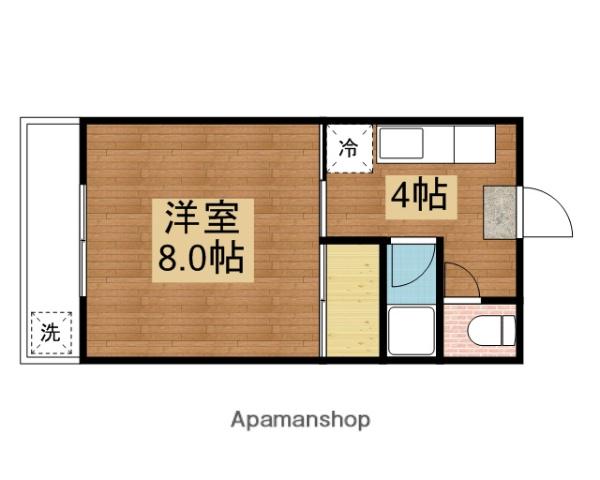 プランタン2号棟(1K/2階)の間取り写真