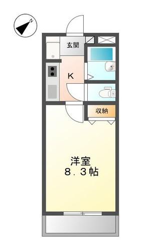 サンパティオ幸本Ⅱ(1K/1階)の間取り写真