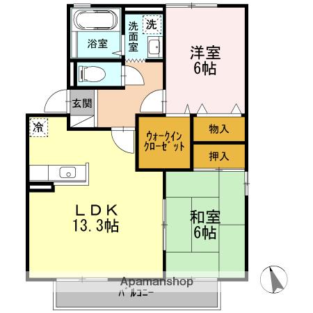 ジュネスⅡ(2LDK/1階)の間取り写真