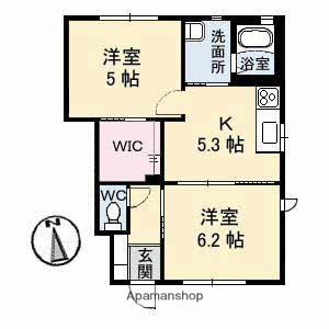 サニーハイツ勝谷(2K/1階)の間取り写真