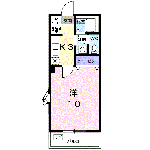 ヴェント・コルソ(1K/1階)の間取り写真