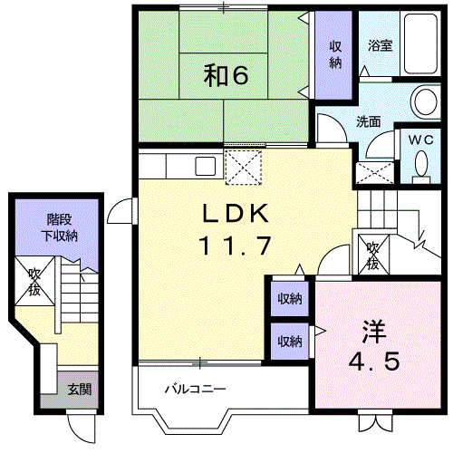 メリーパレス(2LDK/2階)の間取り写真