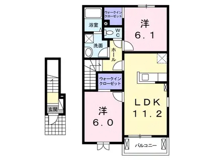 ハウスアイ A(2LDK/2階)の間取り写真