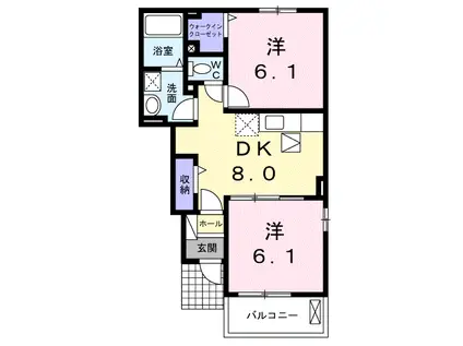 ベルメゾン C(2DK/1階)の間取り写真