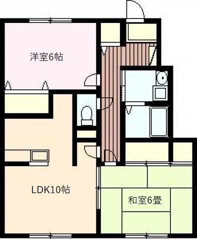 フォーティニアひらいわE(2LDK/1階)の間取り写真