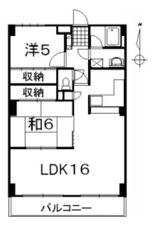セントラルハイツ南側(2LDK/3階)の間取り写真