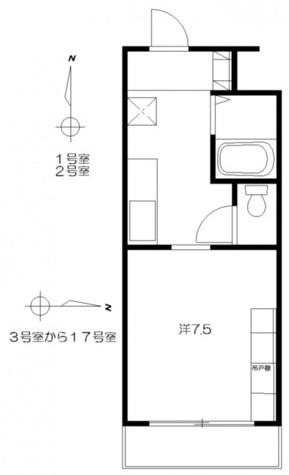 ユニヴェルシテ クニヒロB(1K/3階)の間取り写真