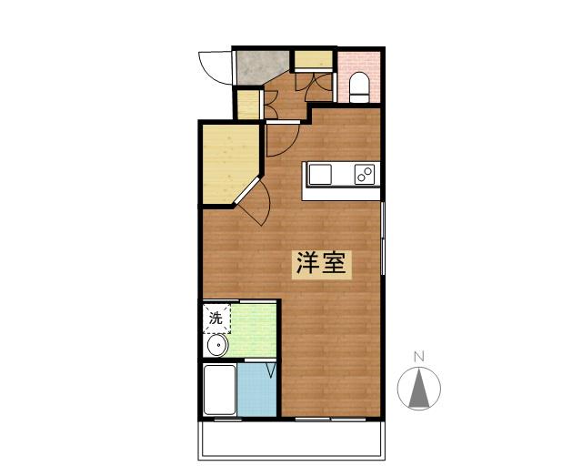 広島県東広島市 3階建 築20年(1K/3階)の間取り写真