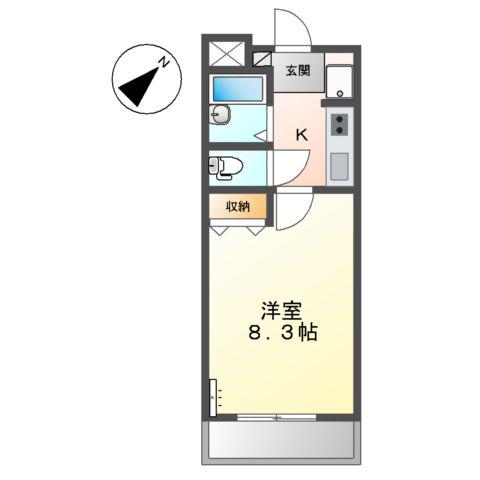 サンパティオ幸本Ⅱ(1K/2階)の間取り写真